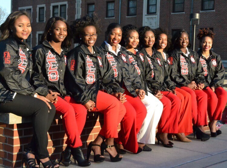 Delta Sigma Theta sitting in jackets