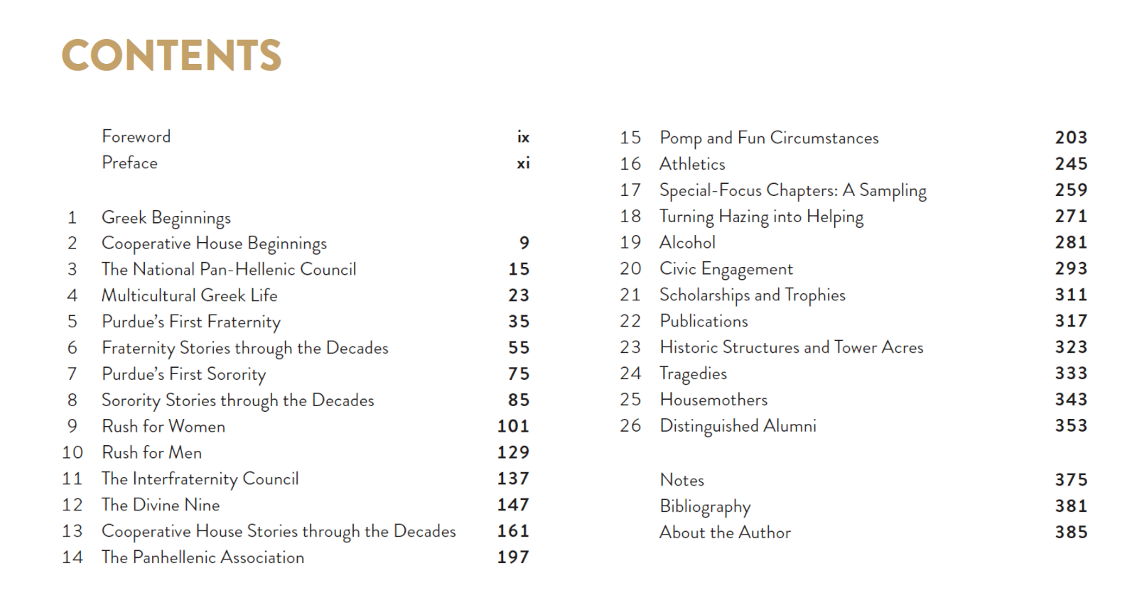 Pledge and Promise Table of Contents