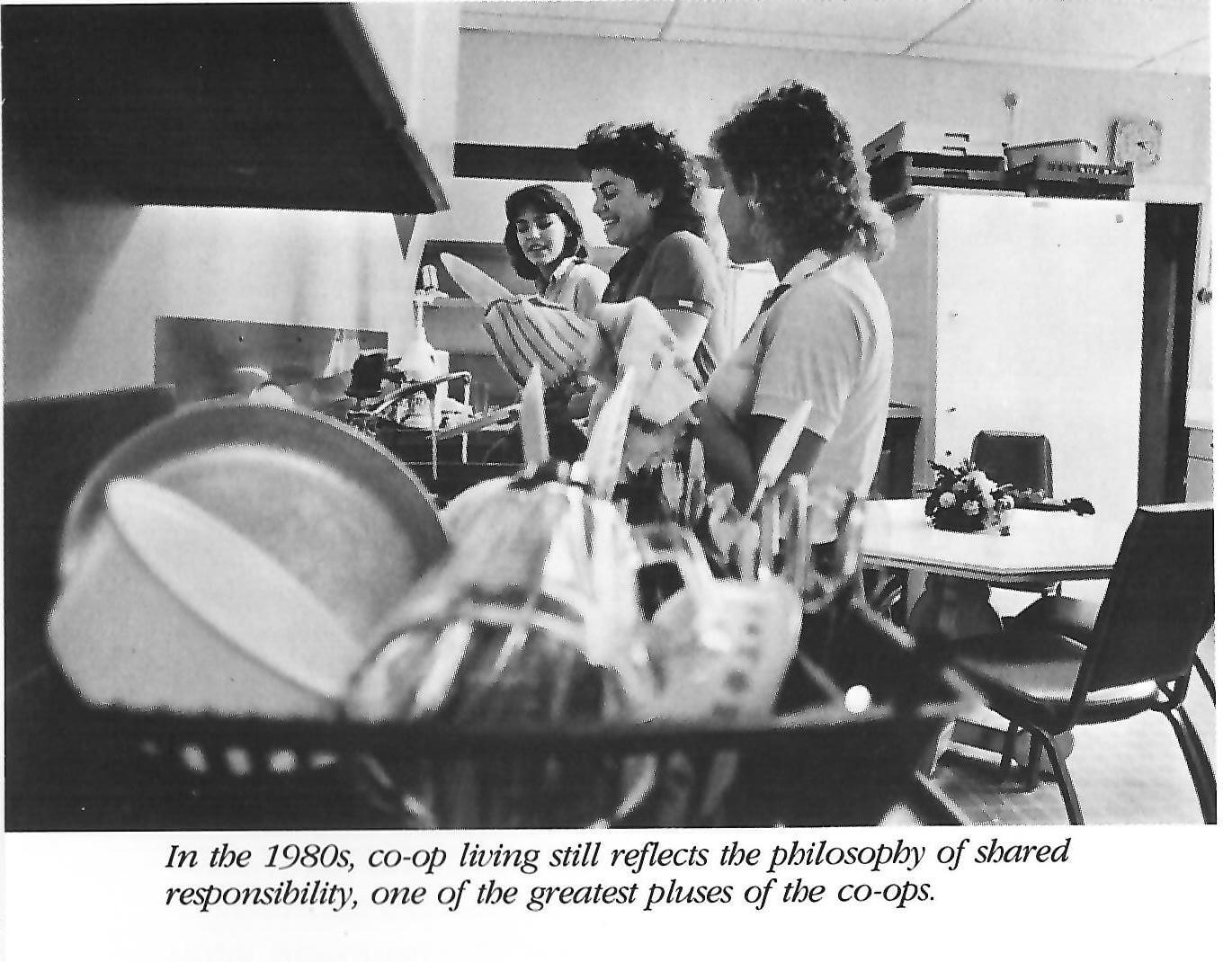 Women co-op students washing dishes 1980s